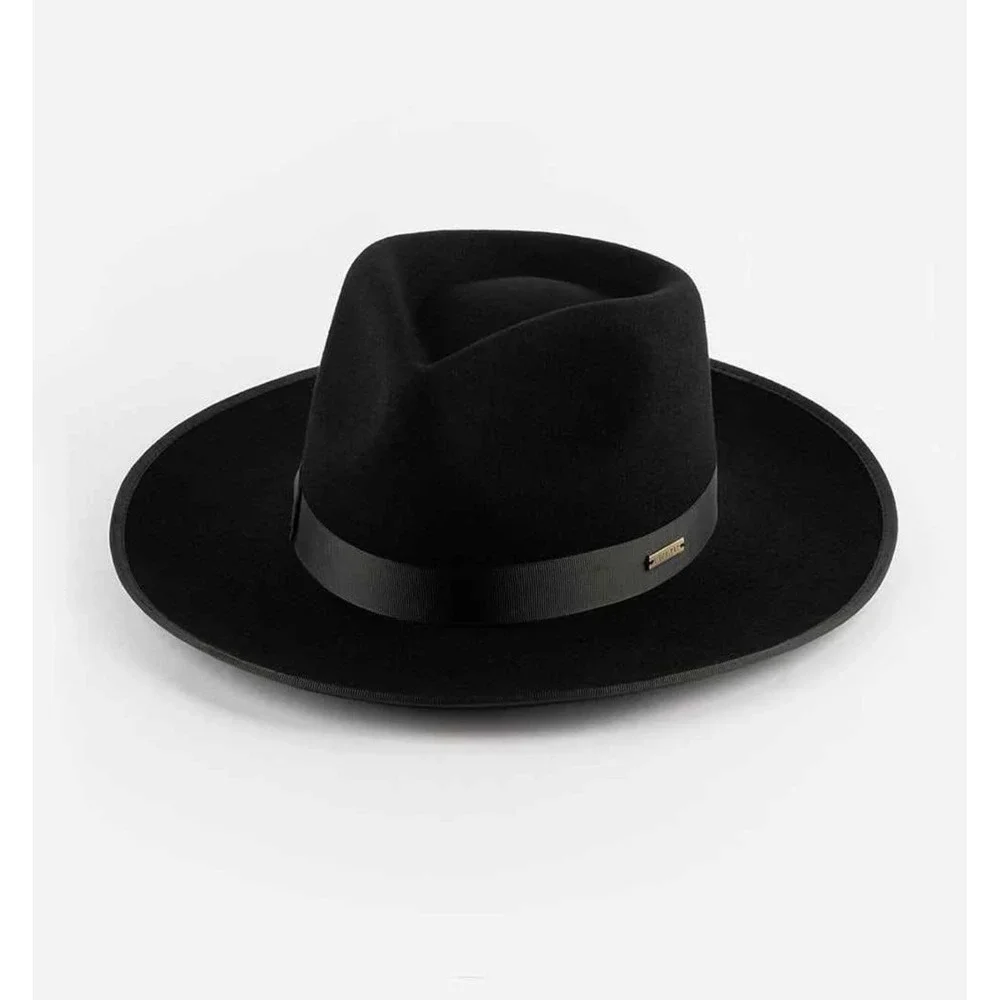 Gigi Pip Black Monroe Rancher Fedora Hat 57cm